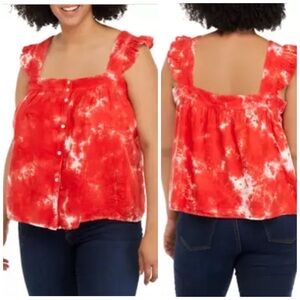 True Craft Women's Gauze Tie Dye Tank Top Size 1X